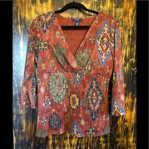 Chaps Rust Print Top XL